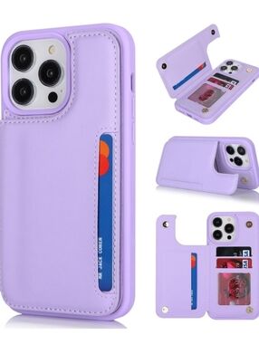 iPhone 14 Pro Max Wallet Case Light Purple RFID Card Holder 6.7" New